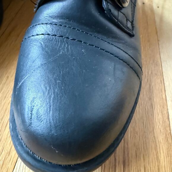 Guess Black Quilted Chain Lace Up Combat Boots Size 9 Grunge Utility Biker Moto - Picture 5 of 10